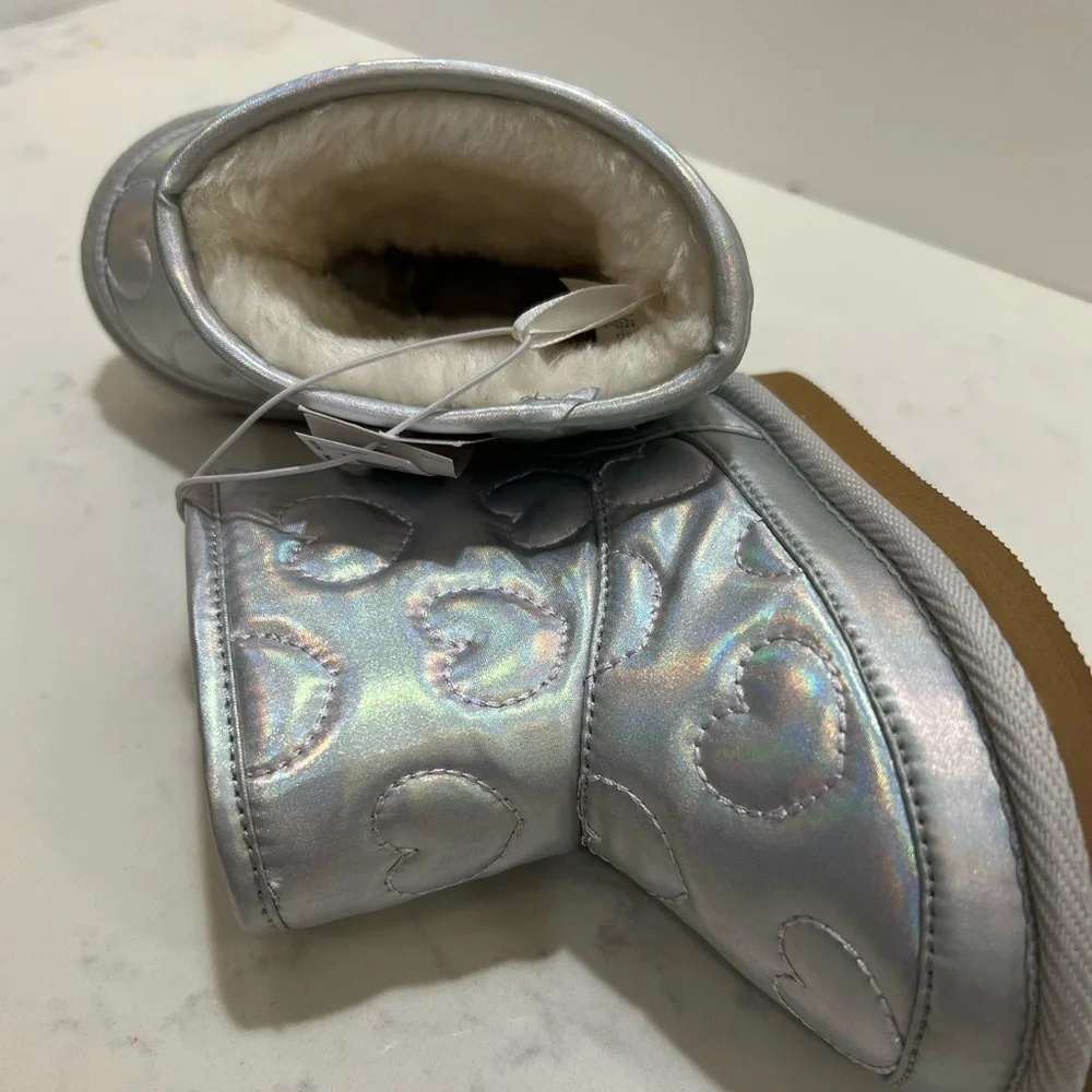 Old Navy Silver Iridescent Heart Boots